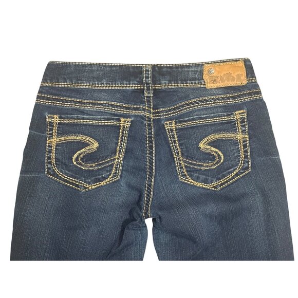 Silver Suki Mid-Rise Boot Dark Jeans Size 28 Bootcut Soft Denim Stretch Western - Picture 5 of 7